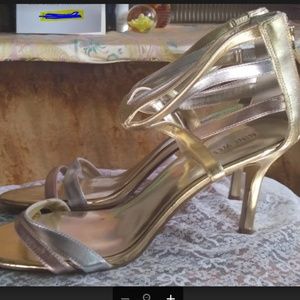 NINE WEST Geezlouis Gold Silver Copper Heels 10M